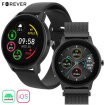 Pametna ura FOREVER ForeVive 2 Slim SB-325, 1.22" zaslon, Bluetooth, Android + iOS, baterija, aplikacija, IP68, merjenje aktivnosti, analiza spanca, športni načini, črna
