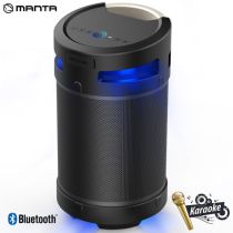 MANTA SPK5120 prenosni KARAOKE zvočnik, Bluetooth 5.0, 100W RMS, STEREO 360°, TWS, polnilna baterija, RGB LED osvetlitev, IPX5 vodoodpornost, FM Radio, USB / AUX / MIC-in, Google Assistant & Siri, črn