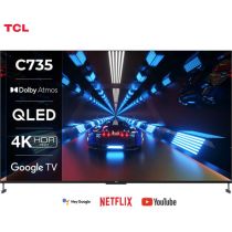 QLED TV TCL 98C735, 248.9cm (98"), 4K UHD, Android TV, WiFi, Bluetooth, HDR PRO, 120Hz, Motion Clarity Pro, AMD FreeSync Premium, ONKYO, Google Assistant