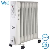 WELL OIL2-2500 prenosni električni oljni radiator, moč 2500W, 3 stopnje gretja, termostat, 13-reberni, bel