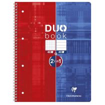 Clairefontaine spiralni blok Duobook, A4, črte/karo