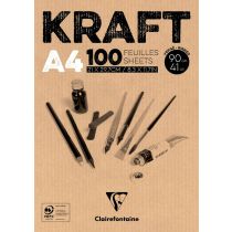Clairefontaine blok skicirka Brown Kraft A4, 100 listni, 90g