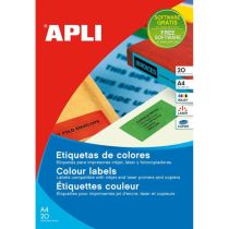 Barvne nalepke APLI, fluo. rdeče, 210 x 297 mm