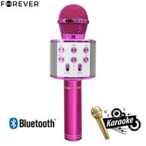 FOREVER BMS-300 Mikrofon & Zvočnik, Bluetooth, USB, microSD, AUX-in, ECHO način, modulacija glasu, KARAOKE, roza