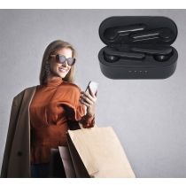 TREVI HMP 12E07 AIR mini Bluetooth 5.0 slušalke z mikrofonom, polnilna enota, touch kontrola, črne