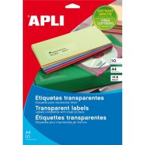 APLI Prozorne nalepke za inkjet tiskalnike 48,5 x 25,4, 44 nalepk/stran, 10 pol