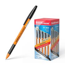 ErichKrause Kemični svinčnik R-301 0,7, črn grip Orange Stick s pokrovčkom, 50 kos