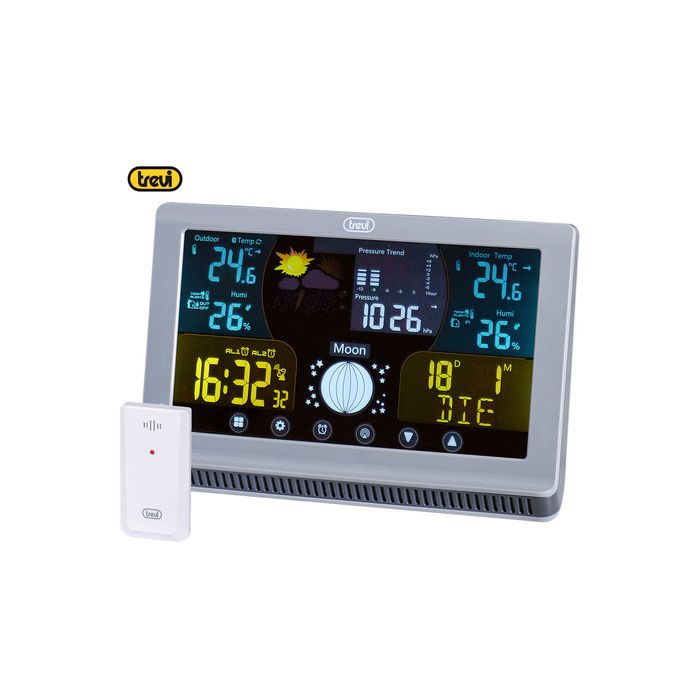 TREVI ME 3P70 RC brezžična vremenska postaja, stenska / namizna, čas, vreme, temperatura, vlažnost, tlak, zunanji senzor
