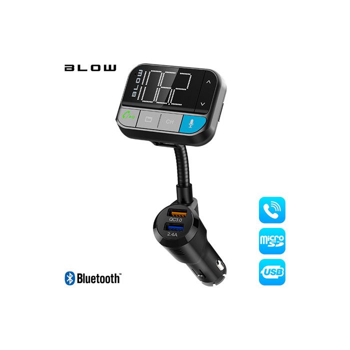 BLOW FM Oddajnik 74-165, Bluetooth 5.0 + polnilec Quick Charge 3.0, MicroSD + prostoročno telefoniranje