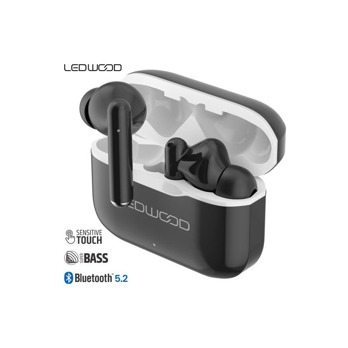 LEDWOOD CAPELLA brezžične slušalke, TWS, BT5.0, Voice, Touch, Super BASS, črne