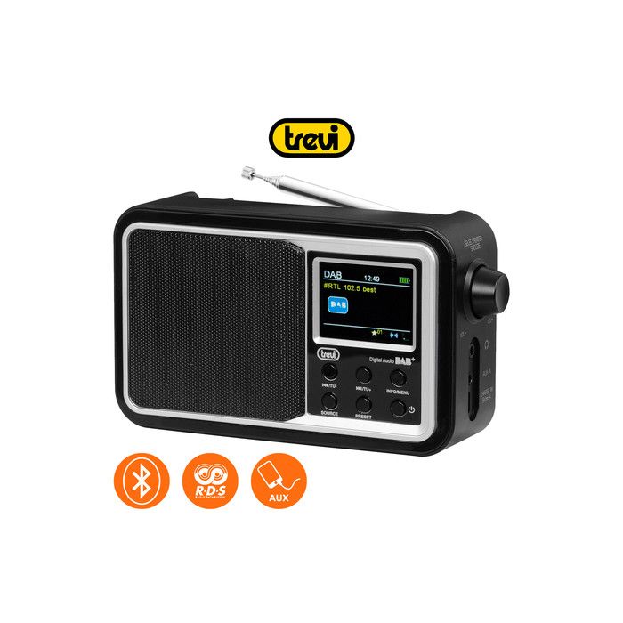 TREVI 7F96R Prenosni digitalni radio, Bluetooth, DAB/DAB+/FM, črn