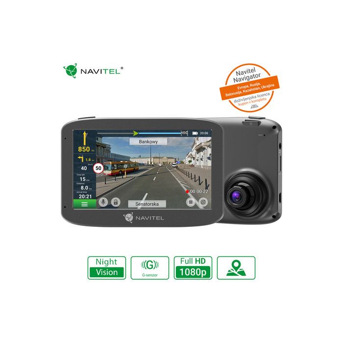 Avto kamera in navigacija NAVITEL RE 5 DUAL, 2v1, Full HD 1080p, GPS, Night Vision, 360° vrtljiv objektiv, microSD do 32GB, G-senzor, siva