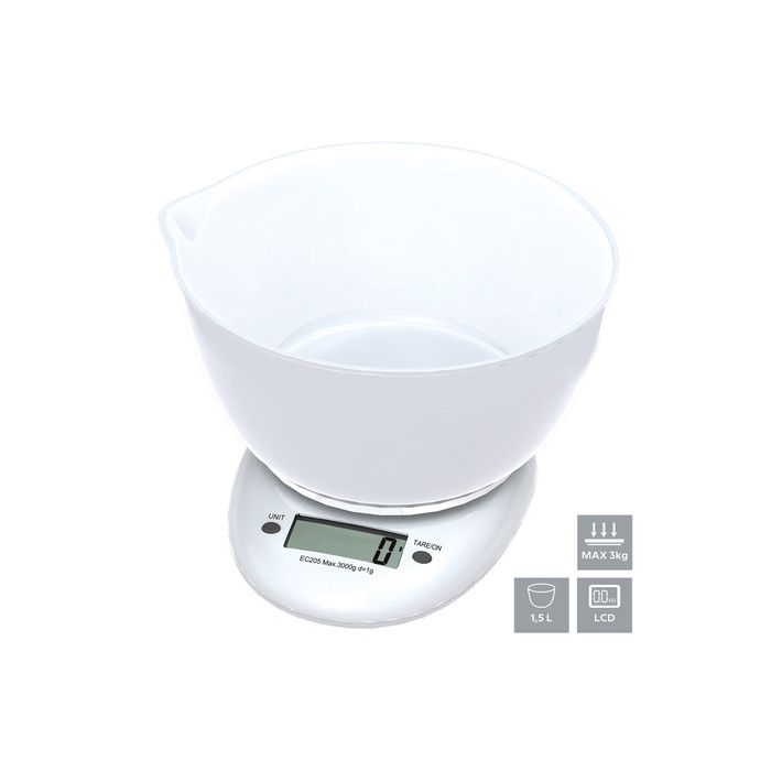 Platinet/OMEGA kuhinjska tehtnica OBSKWB, LCD prikazovalnik, do 3kg, s posodo 1.5L