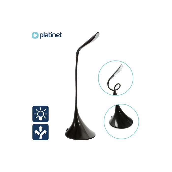 PLATINET PDL04 namizna LED svetilka na dotik, upogljiva, črna