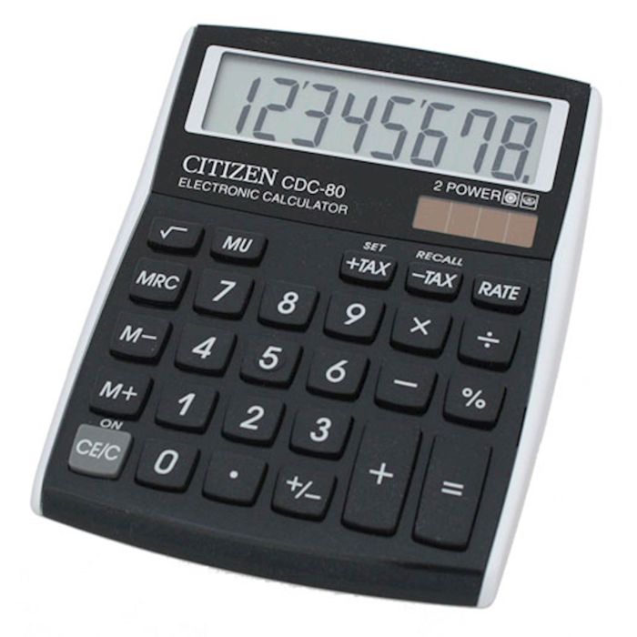 Citizen kalkulator CDC80BKWB, 8M, komercialni, črn