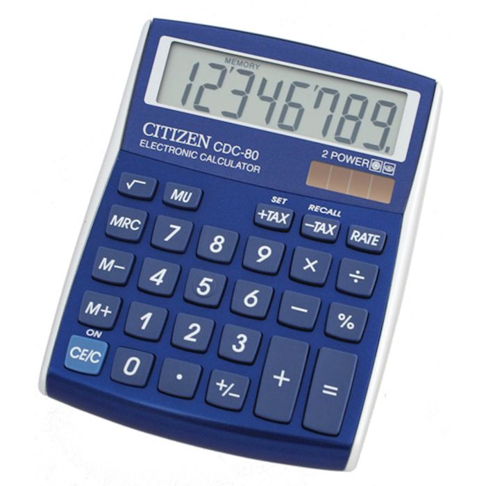 Citizen kalkulator CDC80BLWB, 8M, komercialni, moder