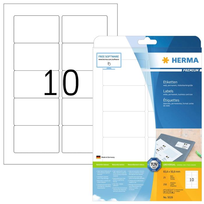 Herma etikete Superprint Premium, 83,8 x 50,8 mm, 25/1