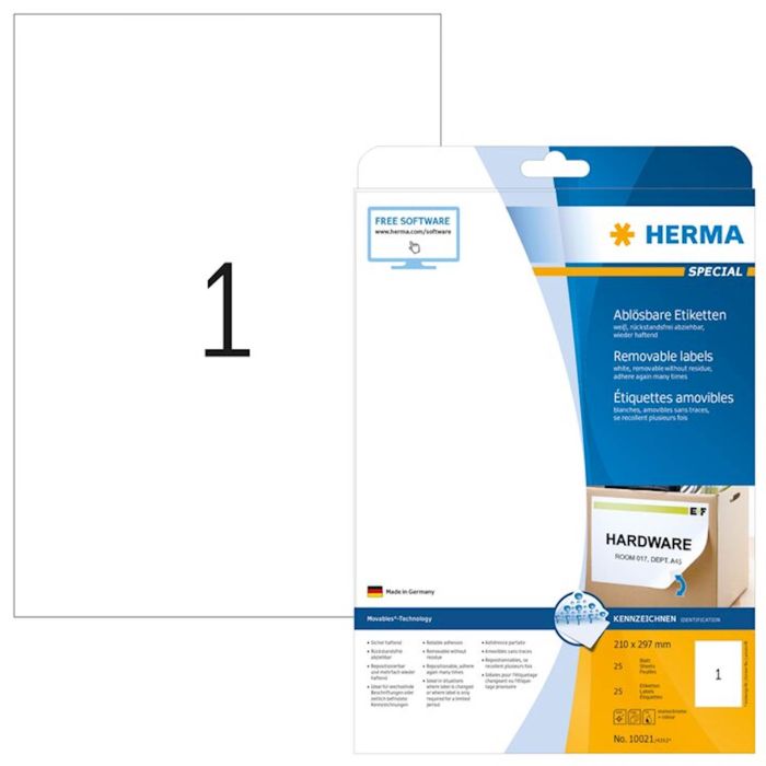 Herma etikete Superprint,210x297 mm, 25/1, bele