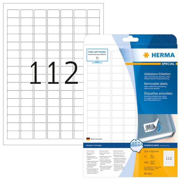 Herma etikete Superprint Removables, 25.4x16.9 mm, 25/1