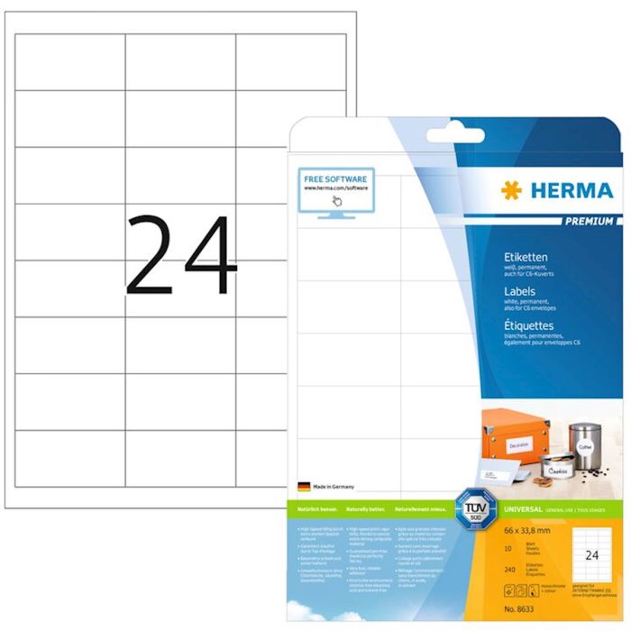 Herma etikete Superprint Premium, 66x33,8 mm, 10/1