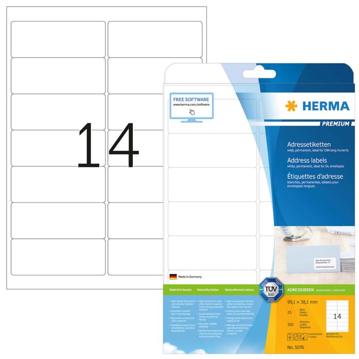 Herma etikete Superprint Premium, 99,1x38,1 mm, 25/1