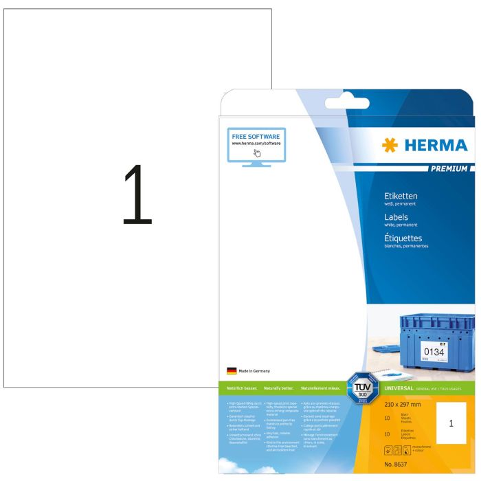Herma etikete Superprint Premium, 210x297 mm, 10/1