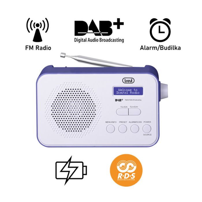 Prenosni digitalni radio sprejemnik TREVI 7F92R, DAB/DAB+/FM, moder