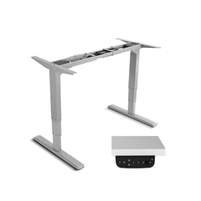 Miza električna Maclean, nastavljiva po višini, brez mizne plošče, sive barve za stoječe in sedeče CC-DESK763