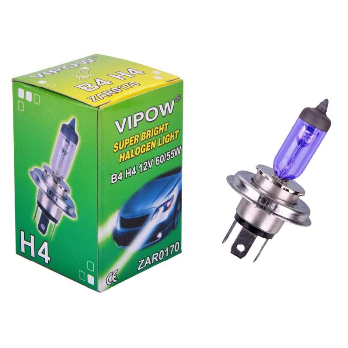 Žarnica VIPOW H4 12V  60/55W modre barve