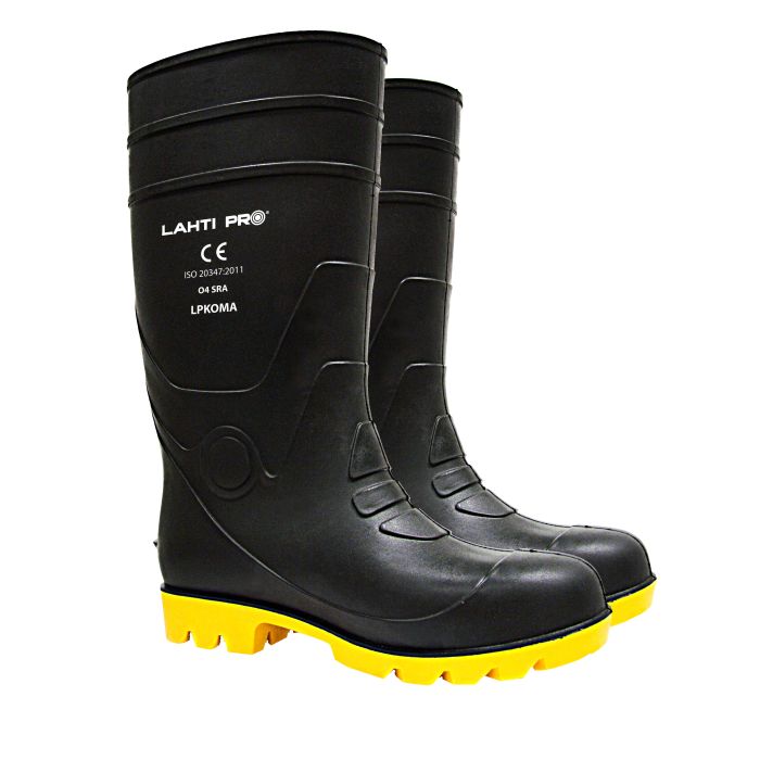 Visoki škornji Wellington, črno-rumeni, PVC O4 SRA 41 LAHTI LPKOMA41