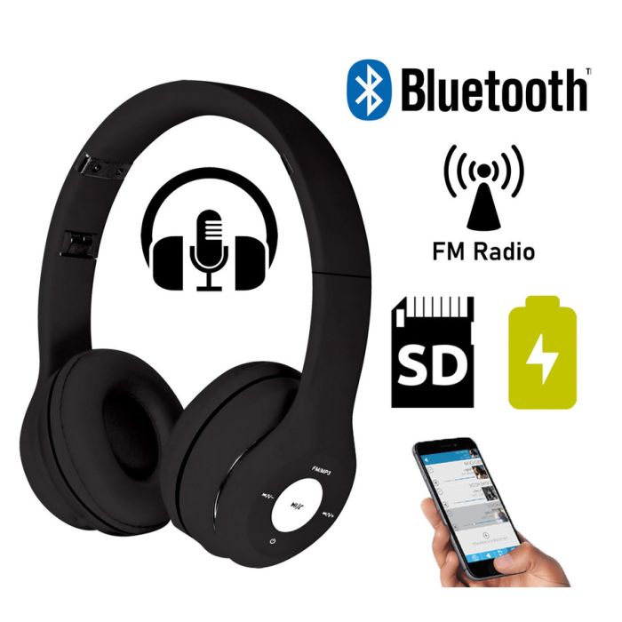 Naglavne Bluetooth slušalke PLATINET/Freestyle FH0915B z mikrofonom, Črne