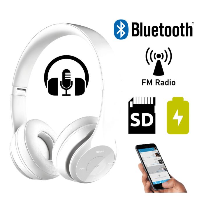 Naglavne Bluetooth slušalke PLATINET/Freestyle FH0915W z mikrofonom, bele