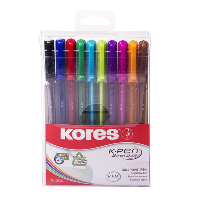 Kores Kemični svinčniki K.Pen, 10 kos sortirane barve