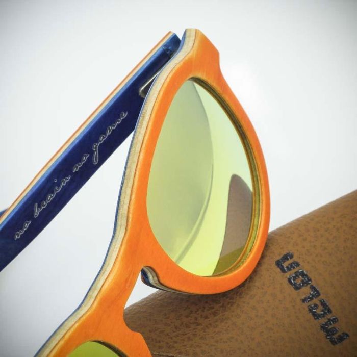 Lesena sončna očala Melon Skatewood Jake II oranžna